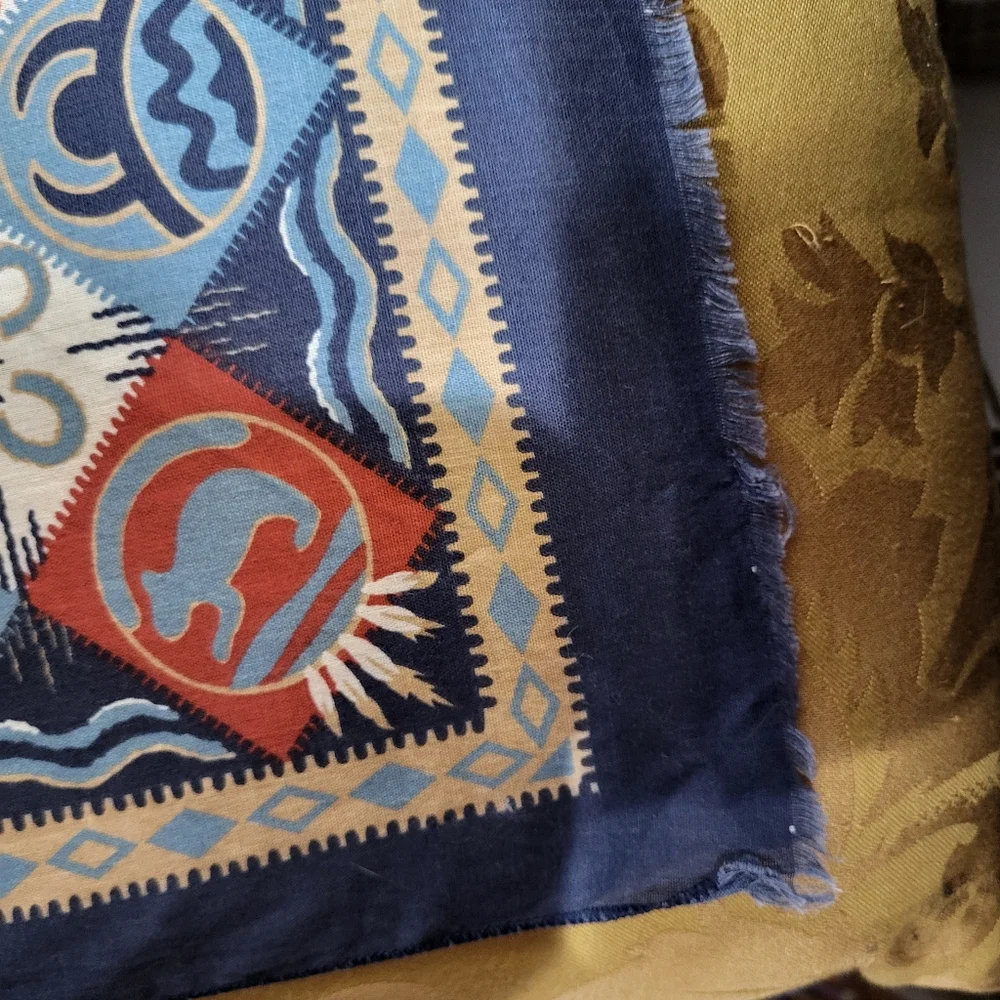 Vintage 90s Wamcraft scarf bandana muted red, blue and tan